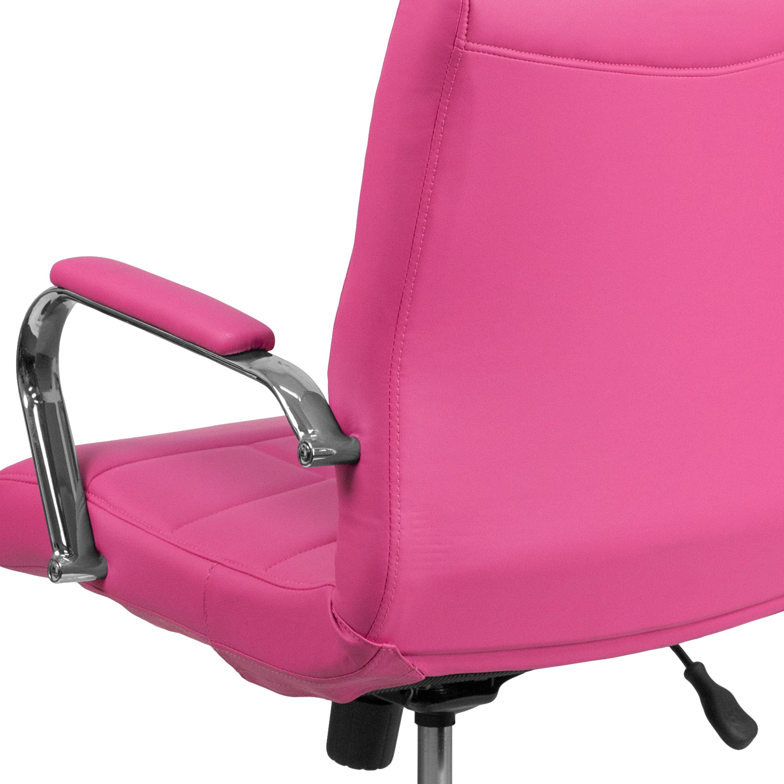 Alt View 8. Emma + Oliver - Mid-Back Vinyl Executive Swivel Office Chair with Chrome Base and Arms - Pink.
