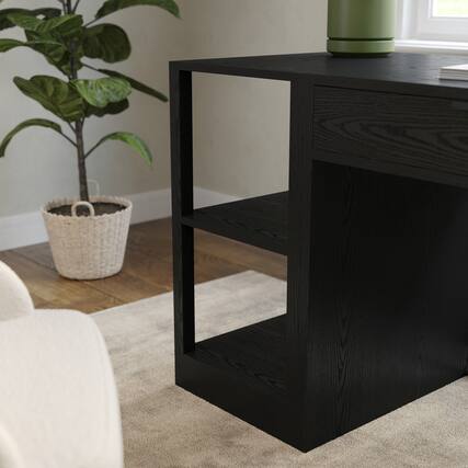 Front. Martha Stewart - Kayden Home Office Modular 2 Tier Open Bookshelf - Black.