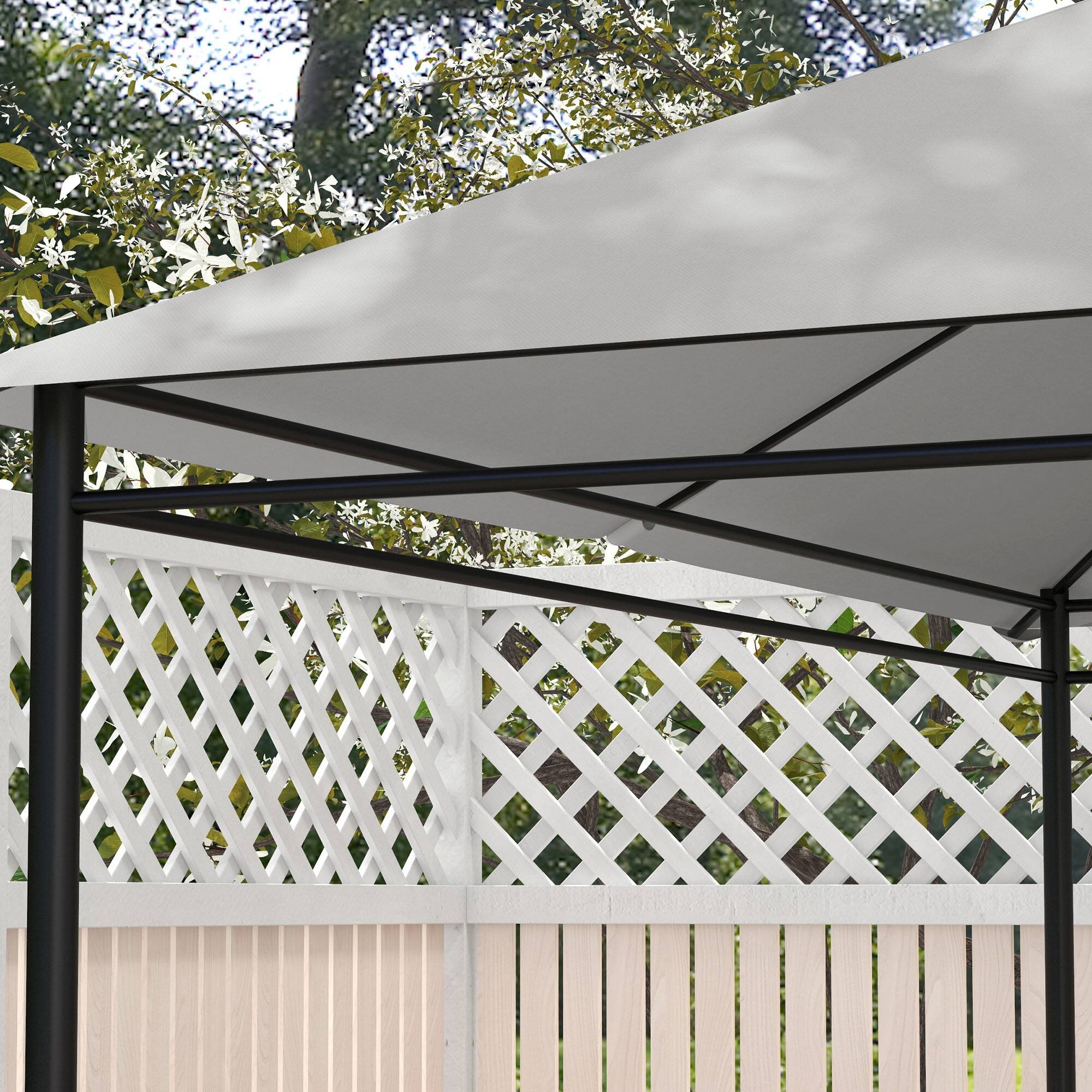 Alt View 7. Outsunny - 10' x 13' 84C-116 Model Gazebo Canopy Replacement, Outdoor Gazebo Cover Top Roof Replacement with Vents and Drain Holes - Light Gray.