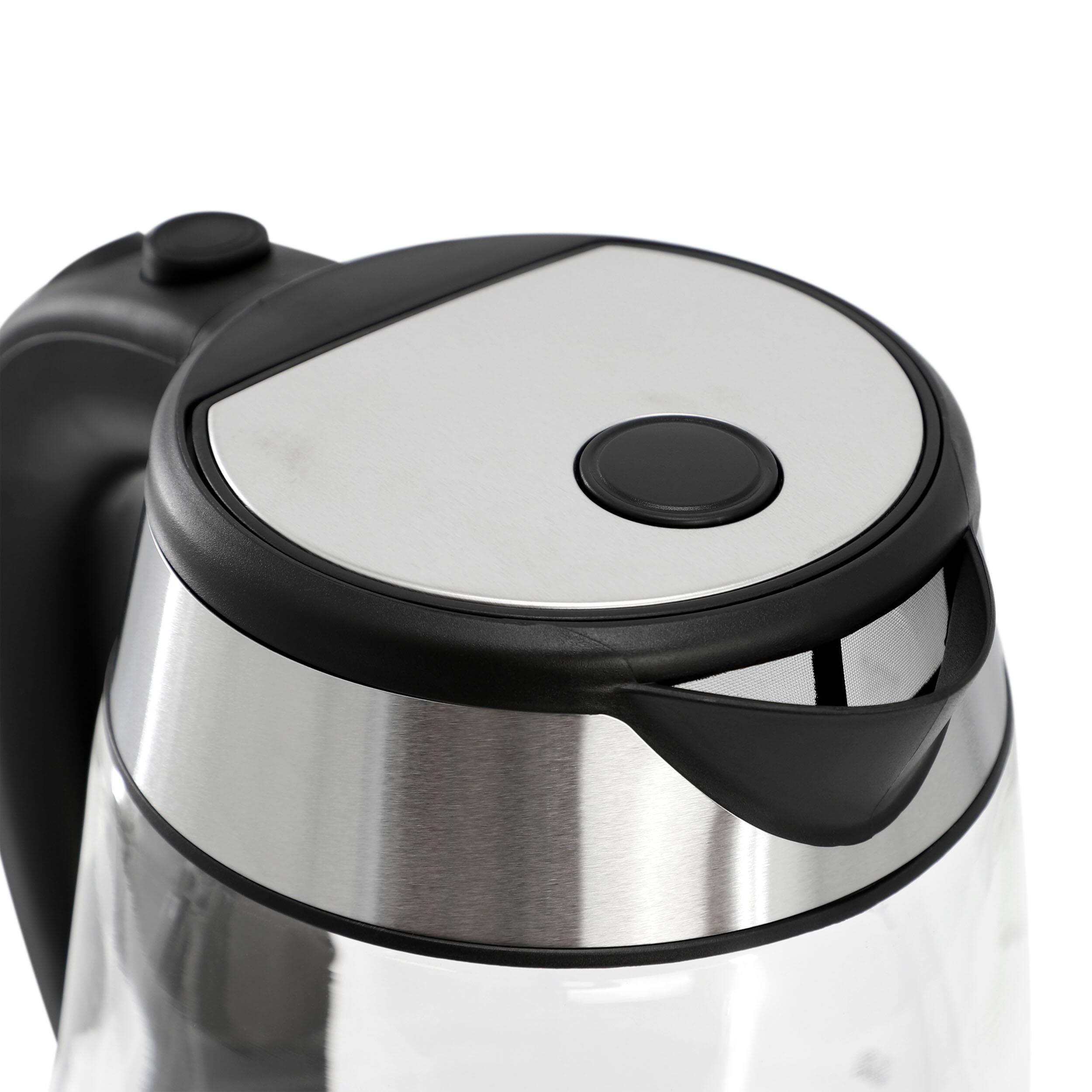 Alt View 3. MegaChef - MegaChef 1.8 Quart Glass and Stainless Steel Electric Tea Kettle in Silver - Silver.