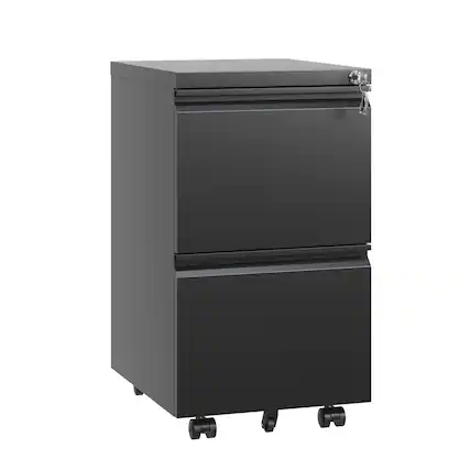 Front. GOODSILO - 2-Drawer Mobile File Cabinet with Lock, Fully Assembled Rolling Storage for Legal/Letter/A4 Documents - Black.