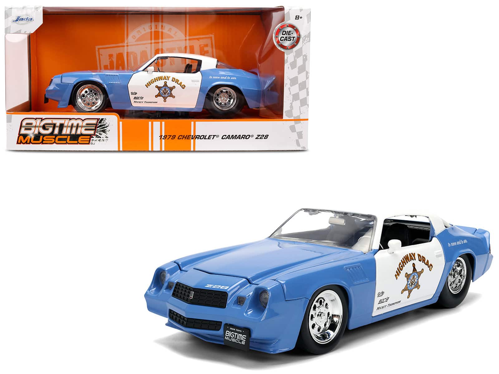 "1979 Chevrolet Camaro Z28 Police ""Highway Drag"" Blue and White ""Bigtime Muscle"" Series 1/24 Diecast Model Car by Jada" price history on PriceWatchPro