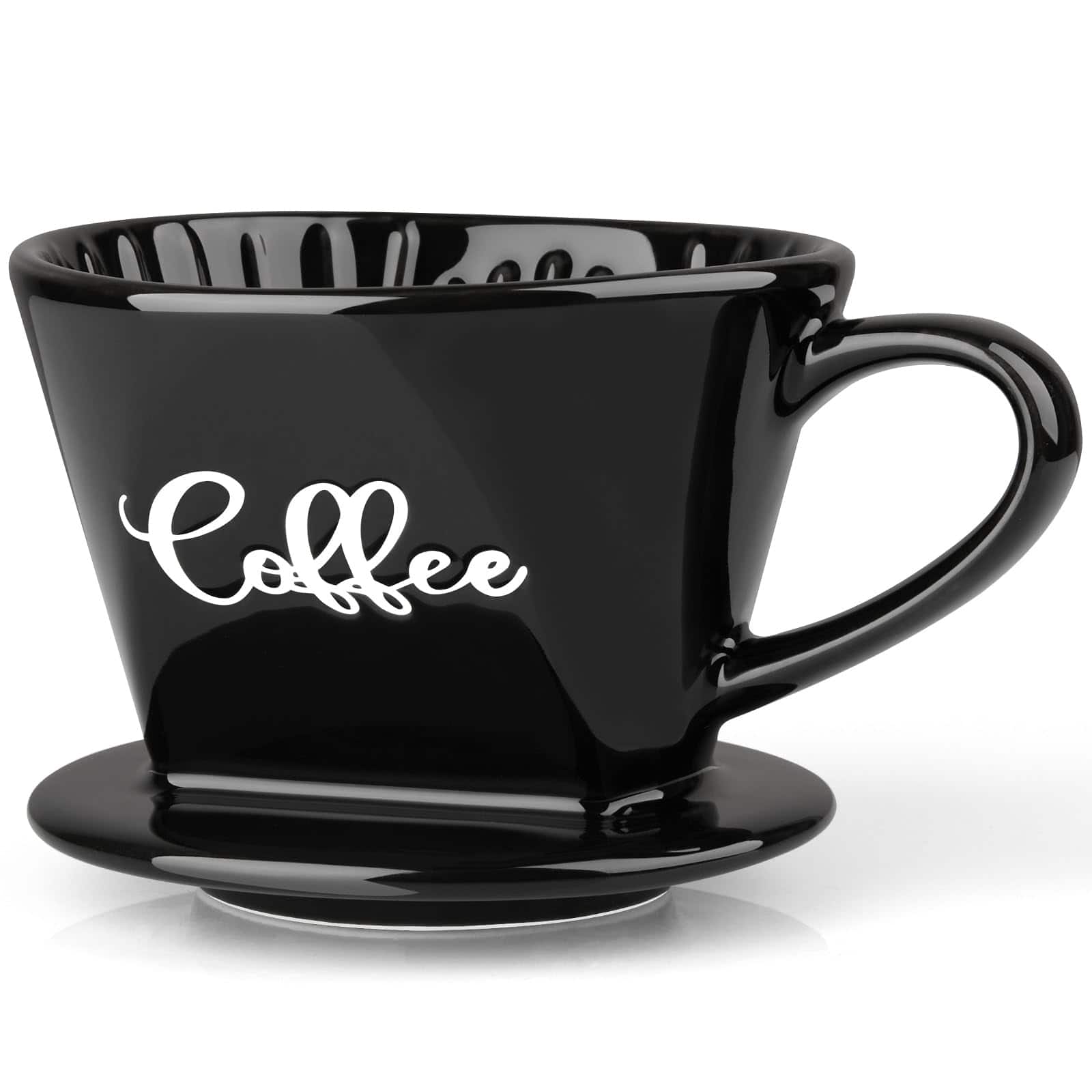 Dapper Styles - Pour Over Coffee Maker Ceramic Dripper Manual Brew Kitchen Decor And Accessories Single Cup Porcelain Slow - Black