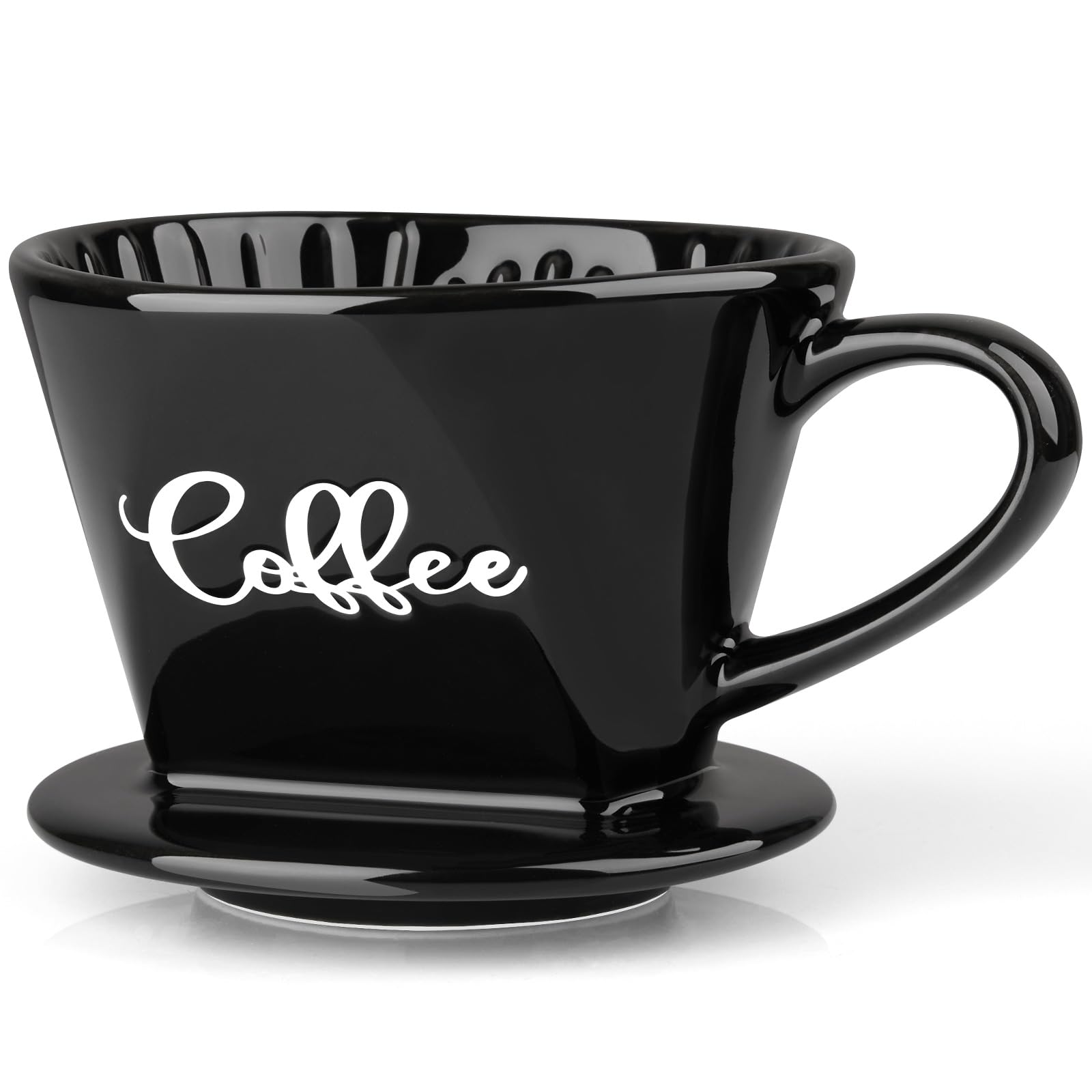 Front. Dapper Styles - Pour Over Coffee Maker Ceramic Dripper Manual Brew Kitchen Decor And Accessories Single Cup Porcelain Slow ... - Black.