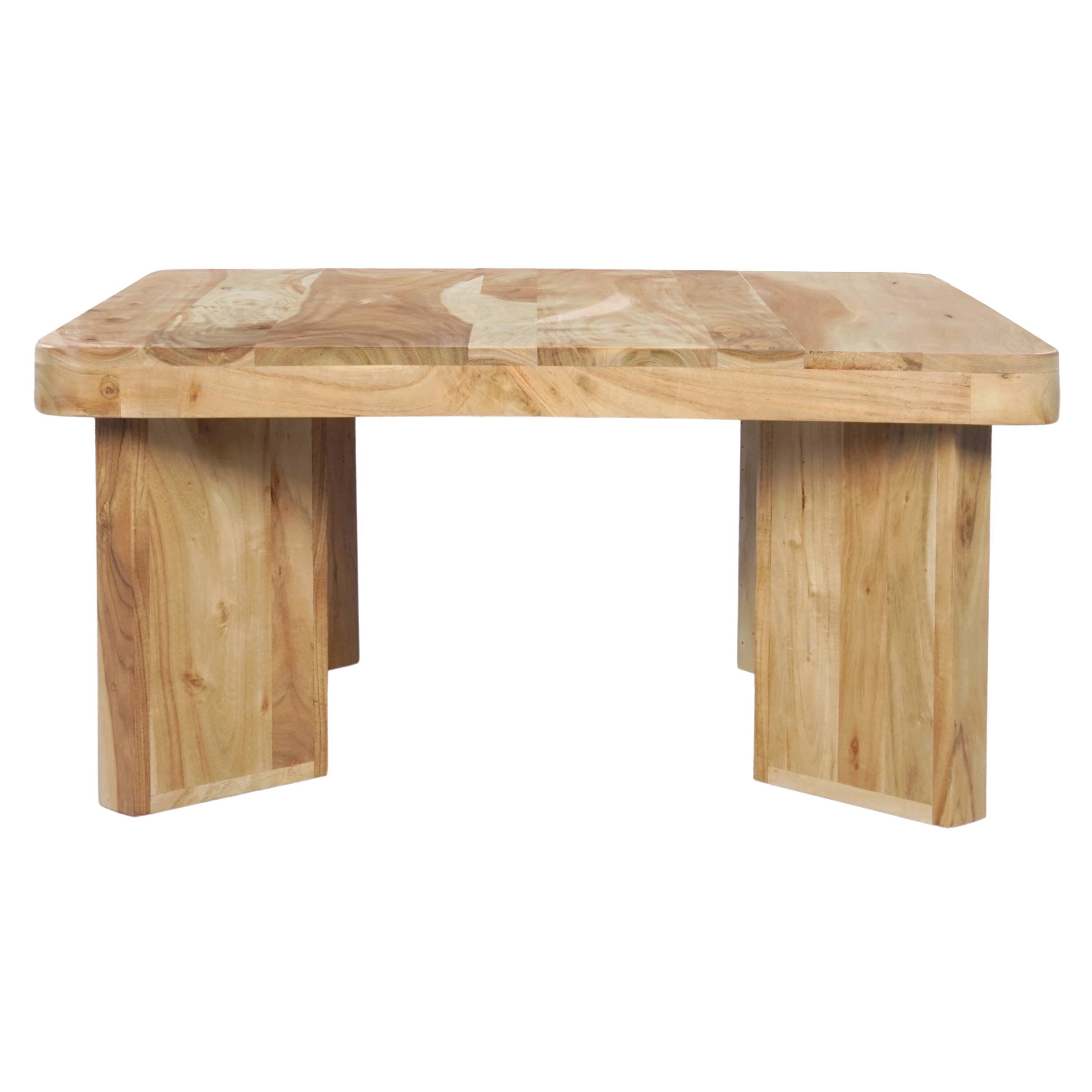 Alt View 1. Manhattan Lane - Cascade 32 Inch Coffee Table, Handcrafted Natural Acacia Wood, Square Top with Diagonal Wide Panel Legs - Brown.