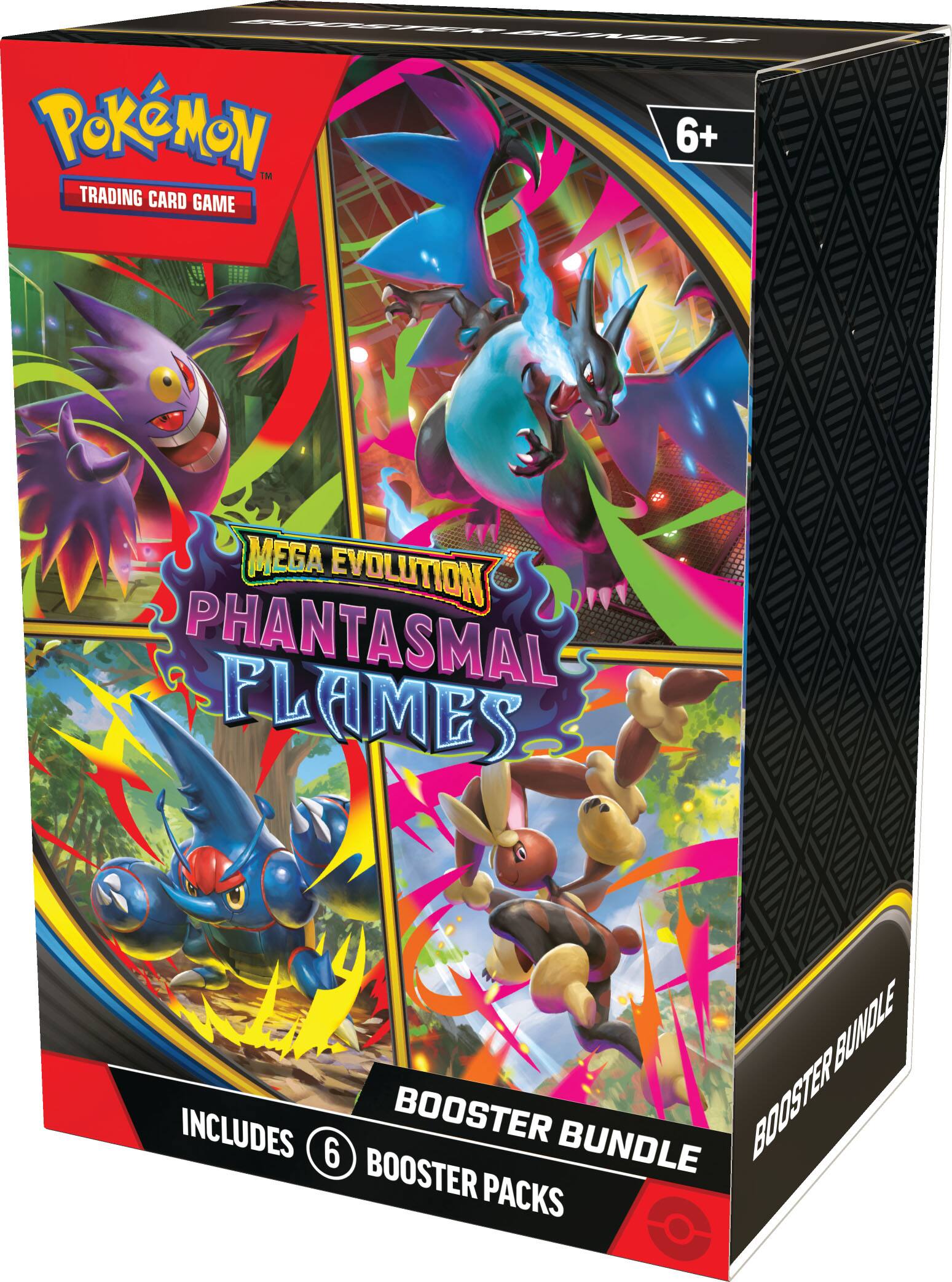 Pokémon™ Trading Card Game  
6+  
Mega Evolution Phantasmal Flames  
Booster Bundle  
Includes 6 Booster Packs