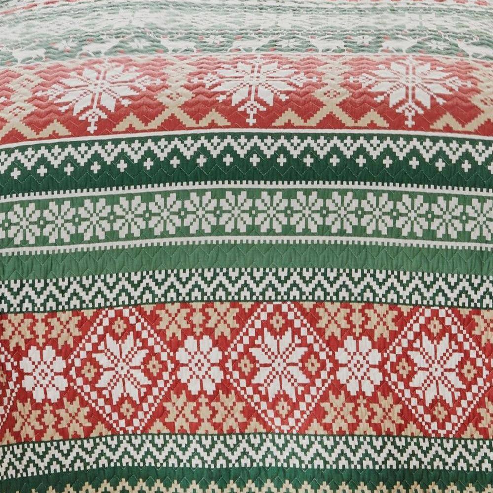 Alt View 4. Greenland Home Fashions - Greenland Home Fashion Fair Isle 3 Pieces Quilt Set Including Pillow Sham Full/Queen Red - Red.