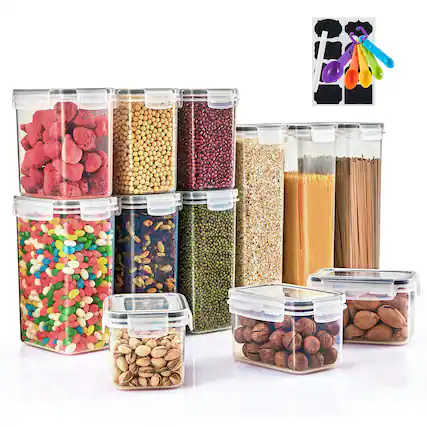 Front. Sorbus - Sorbus 12 Pack Airtight Food Storage Containers, Labels, Marker & Measuring Spoons - Functional Dry Food Organizers - Clear.