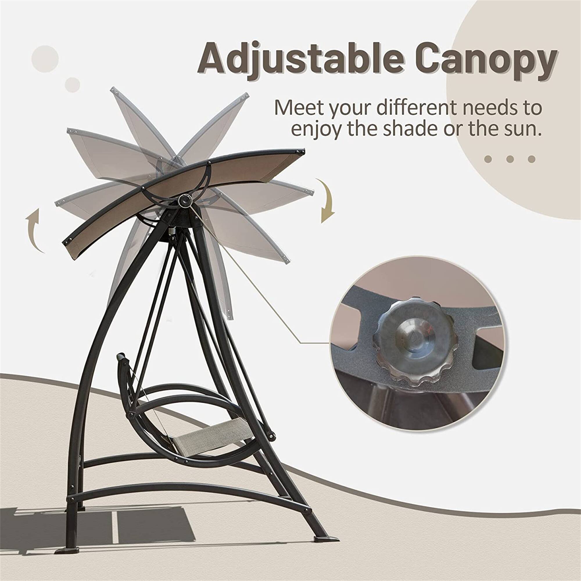 Adjustable Canopy  
Meet your different needs to enjoy the shade or the sun.
