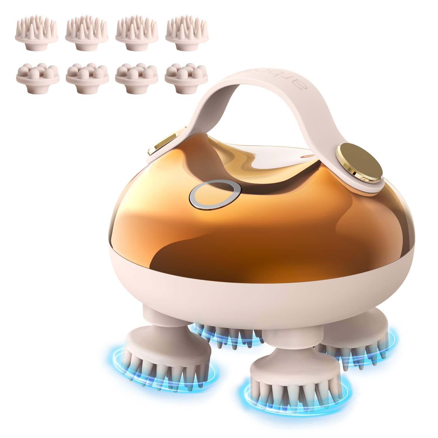 Arboleaf - Electric Scalp Massager, Waterproof Head Massager for Stress Relax, Hair Massage with 8 Removable Claws, Gift - Gold