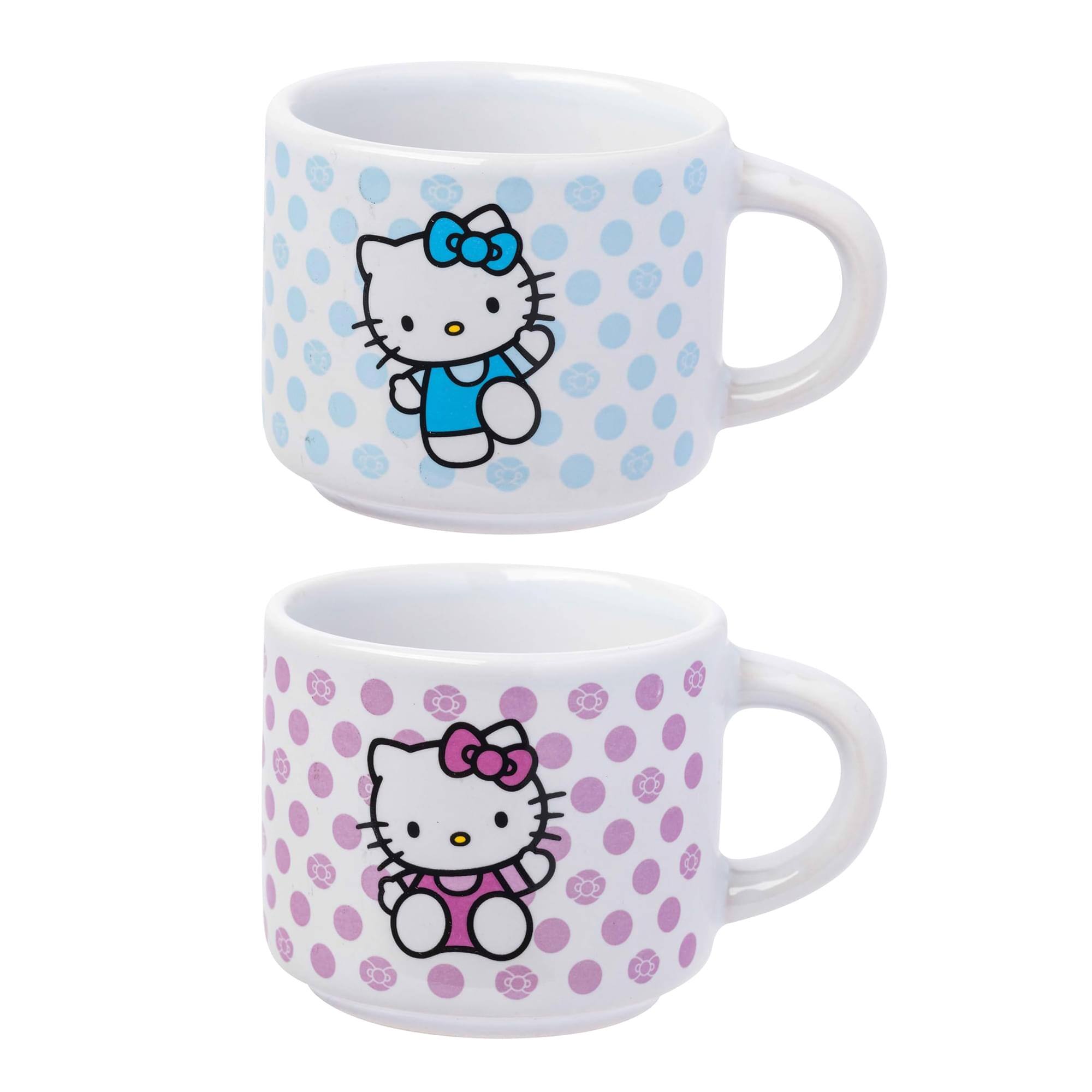Alt View 5. Silver Buffalo - Sanrio Hello Kitty Polka Dots 3oz Stackable Mug Set of 4 - White.