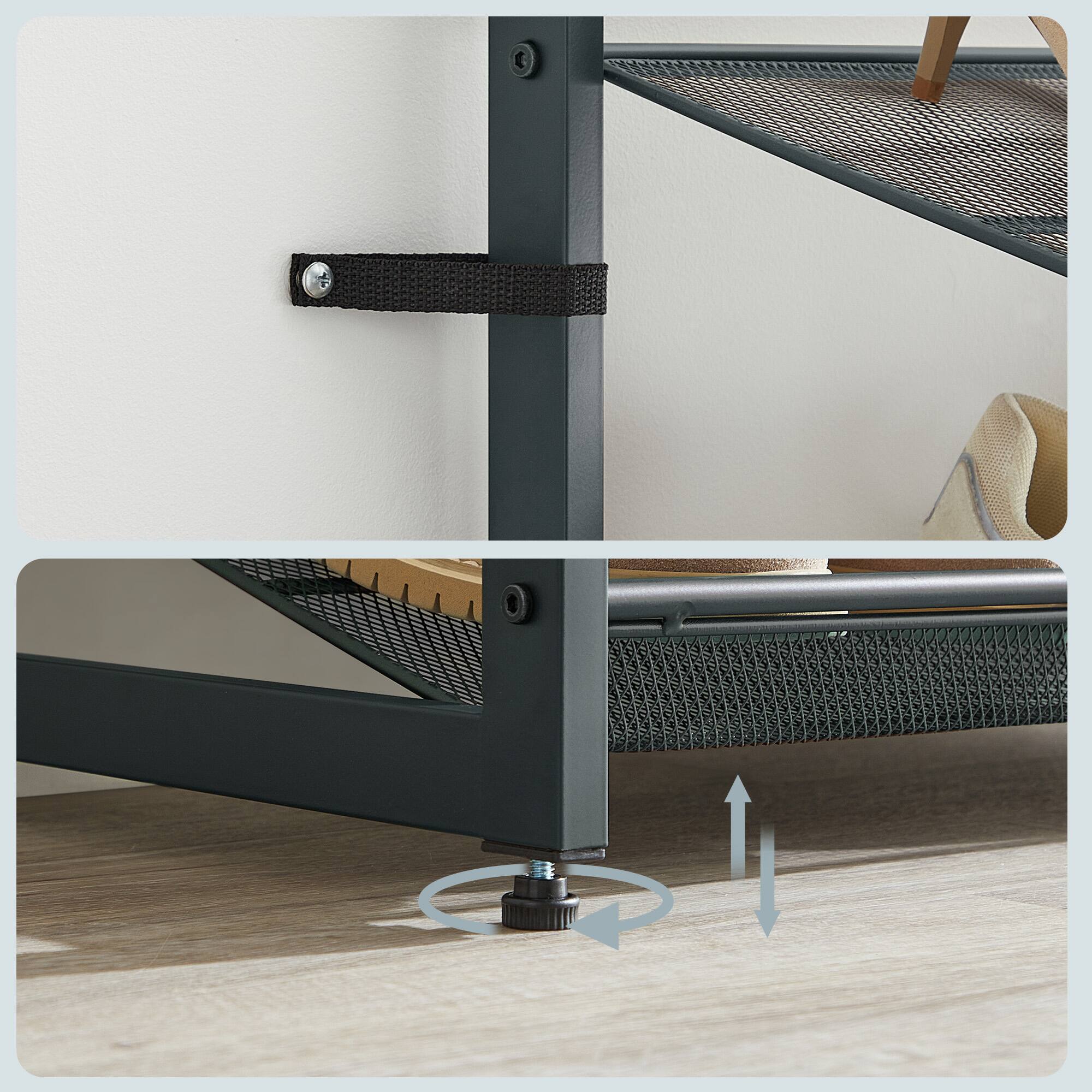 Alt View 1. Songmics Home - Shoe Rack, 8-Tier Shoe Organizer, Metal Rack for Garage, Set of 2, 4-Tier Stackable Shelf - Charcoal Gray.