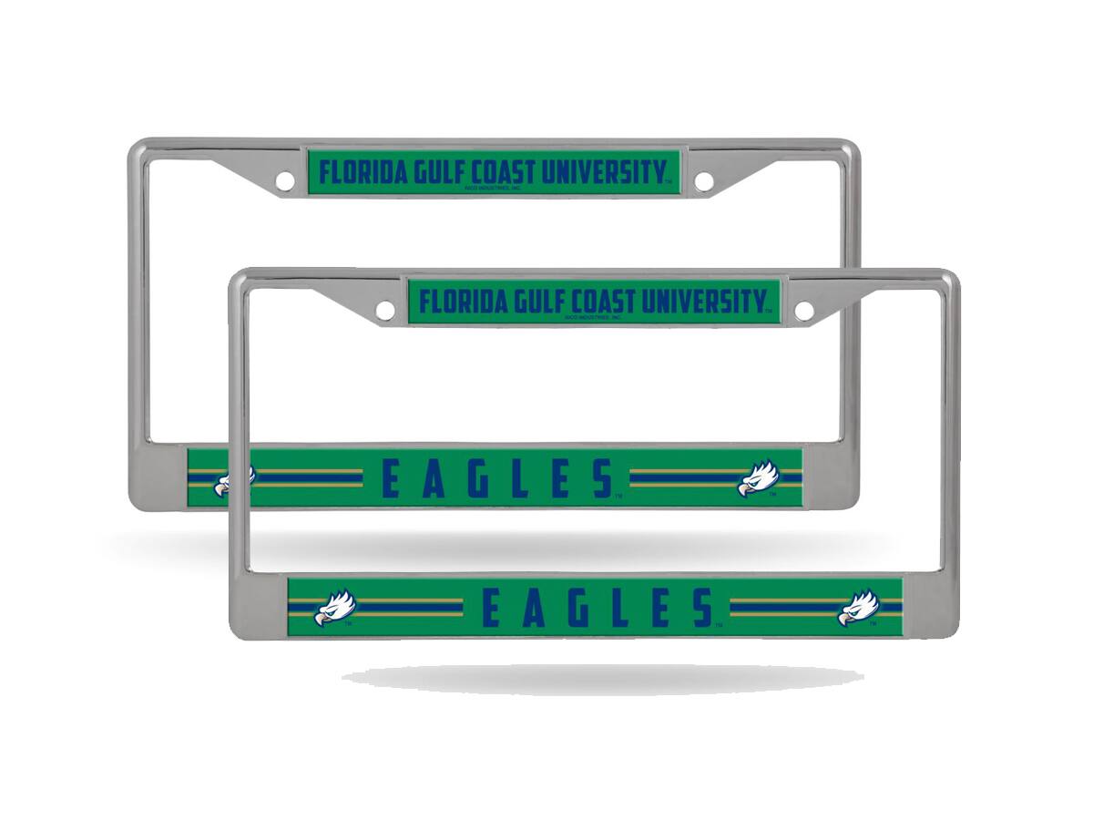 Rico Industries - Florida Gulf Coast Eagles (Set of 2) Chrome Metal License Plate Frames - Multi