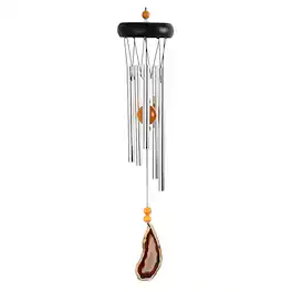 FC Design - 20" Long Wooden Top Orange Geode Wind Chime Outdoor Patio or Garden Hanging Decoration - Multi-Color