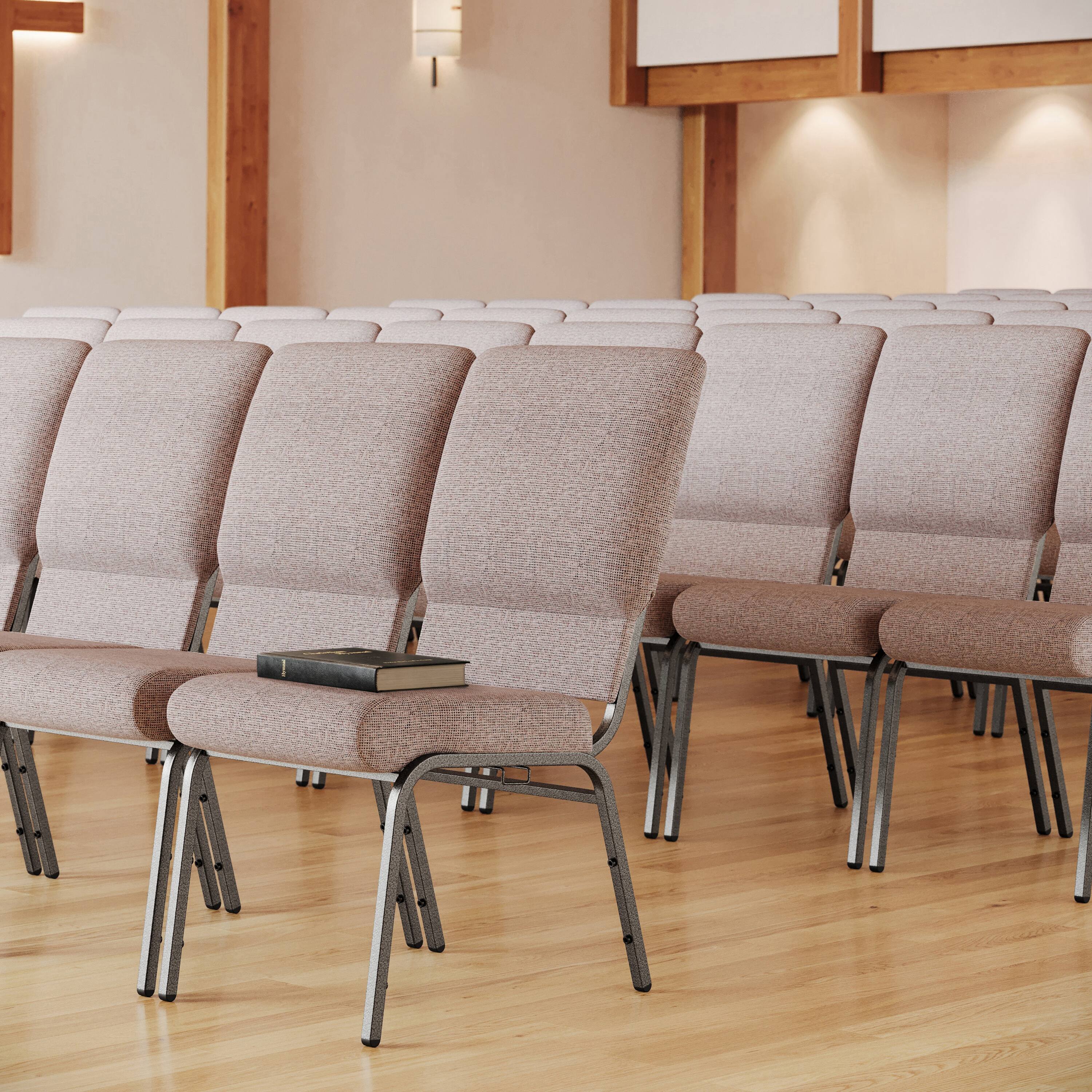 Alt View 1. Emma + Oliver - Church Chairs 18.5 in. Wide - Mixed Tan Fabric/Gold Vein Frame.