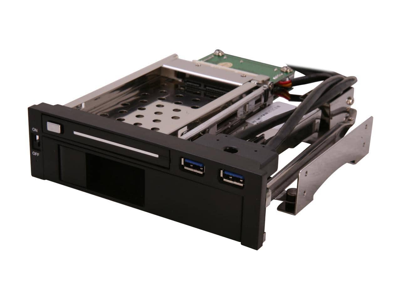 Syba - 5.25" Dual Bay Mobile Rack for both 2.5" and 3.25" SATA HDD, Plus 2 USB 3.0 Ports