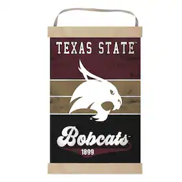 Jardine - Texas State Bobcats Reversible Retro Logo Banner Sign - Maroon