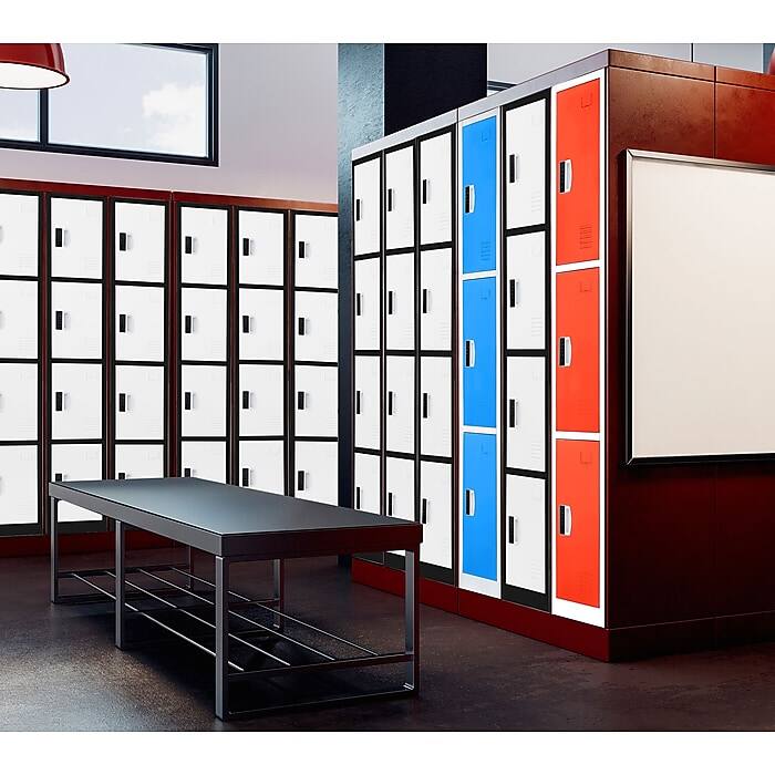 Left. AdirOffice - Storage Locker 629-Series 72" H 4-Tier Steel Digital Lock 4-Shelf Locker - Black Bidy/White Doors.