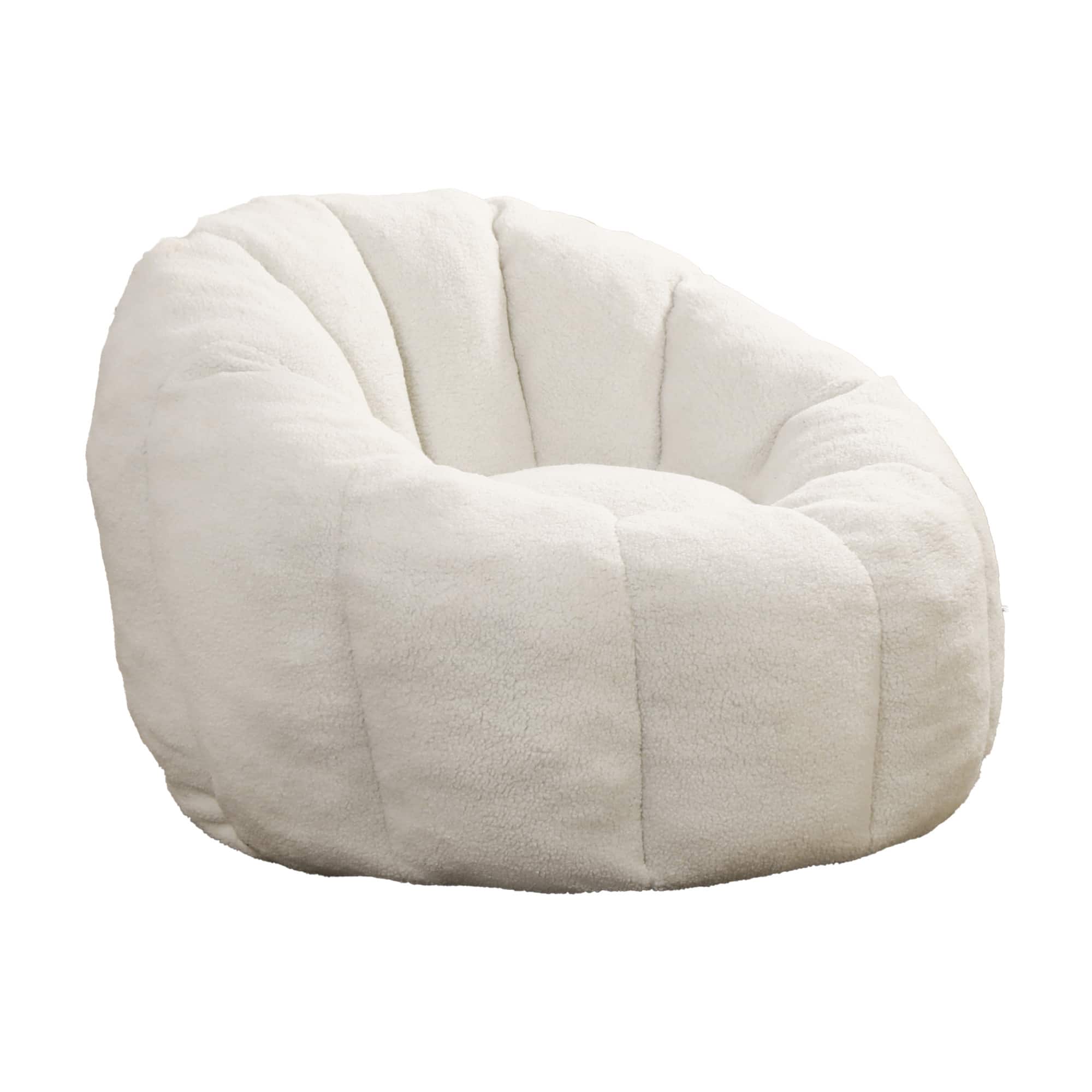 GOODSILO - Plush Faux Fur Bean Bag Chair with Armrests and Ergonomic Backrest for Ultimate Relaxation in Living Spaces - White
