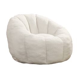 GOODSILO - Plush Faux Fur Bean Bag Chair with Armrests and Ergonomic Backrest for Ultimate Relaxation in Living Spaces - White