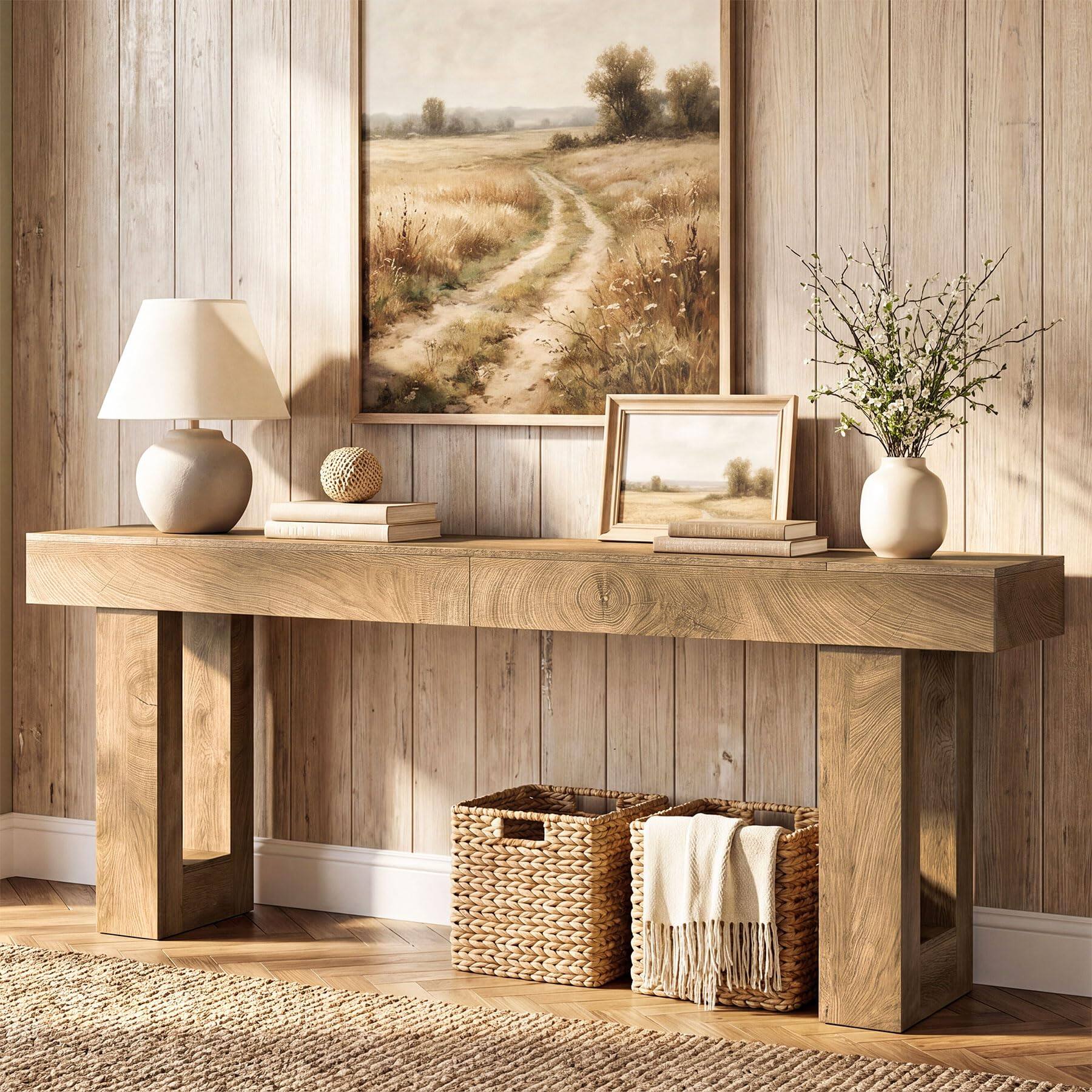 Left. Tribesigns - 78.74-Inch Extra Long Console Table - Natural (78.74").