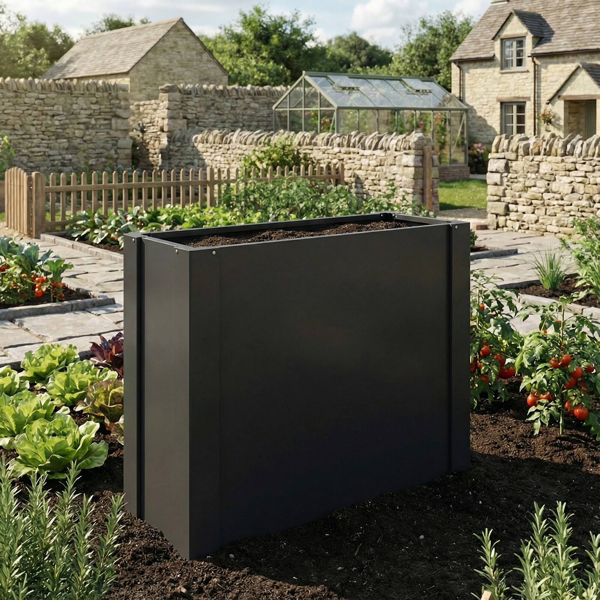 Alt View 8. Outsunny - Garden Bed Galvanized Planter Box Outdoor with Gloves for Gardening Vegetables, Flower, Herb - Black.