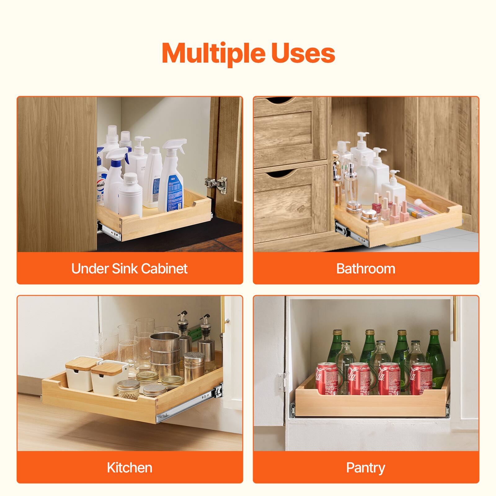 Multiple Uses

- Under Sink Cabinet
- Bathroom
- Kitchen
- Pantry
