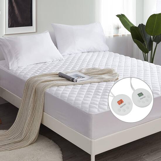 Costway Heated Electric Mattress Pad Queen Size with Dual Controller Auto Shut Off White COST01400 Best Buy