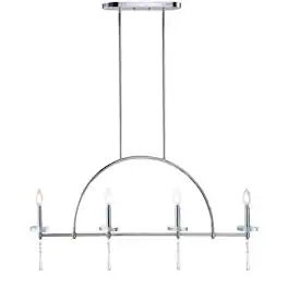 Jonathan Y - Doris 41" 4-light Linear Metal/Crystal LED Pendant - Chrome