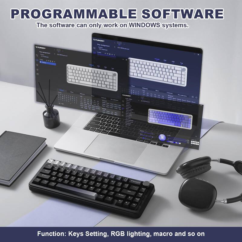 PROGRAMMABLE SOFTWARE  
The software can only work on WINDOWS systems.  

Function: Keys Setting, RGB lighting, macro and so on