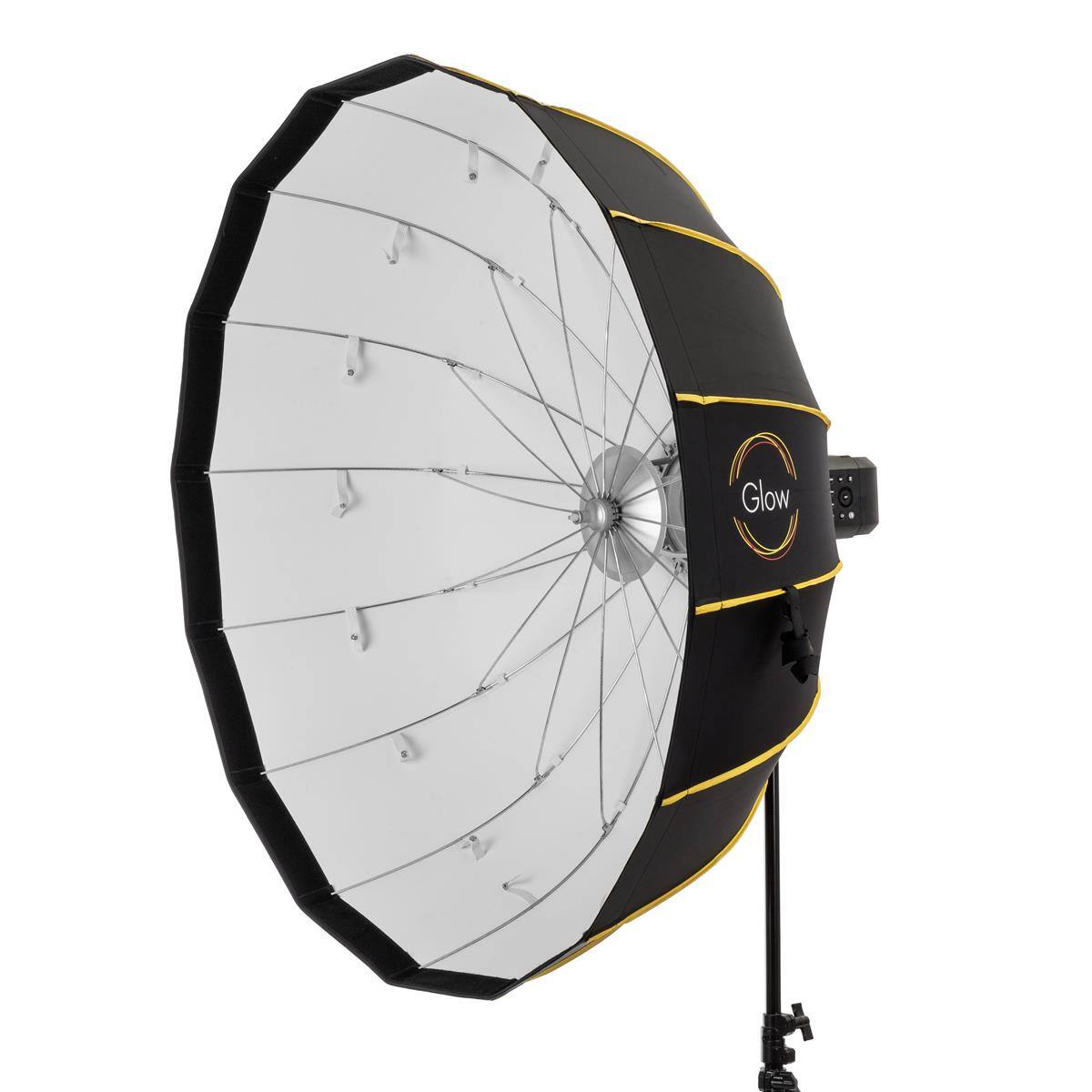 Alt View 2. Glow - Glow EZ Lock 42" Collapsible White Beauty Dish Softbox w/Bowens Mount Speedring and Deflection Disk, 16 Ribbed Design.