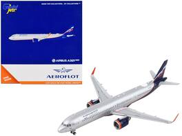 GeminiJets - Airbus A321neo Commercial Aircraft Aeroflot Tail 1/400 Diecast Model Airplane - Silver Metallic with Dark Blue
