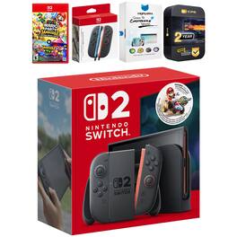 Switch 2 + Mario Kart World Bundle with Super Mario Party Jamboree, Extra Joy-Cons, MightySkins Code and 2 CPS - Nintendo Switch 2