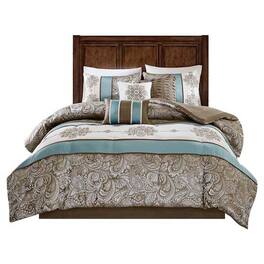 Gracie Mills - Garret 7-Piece Paisley Jacquard Comforter Set - Blue