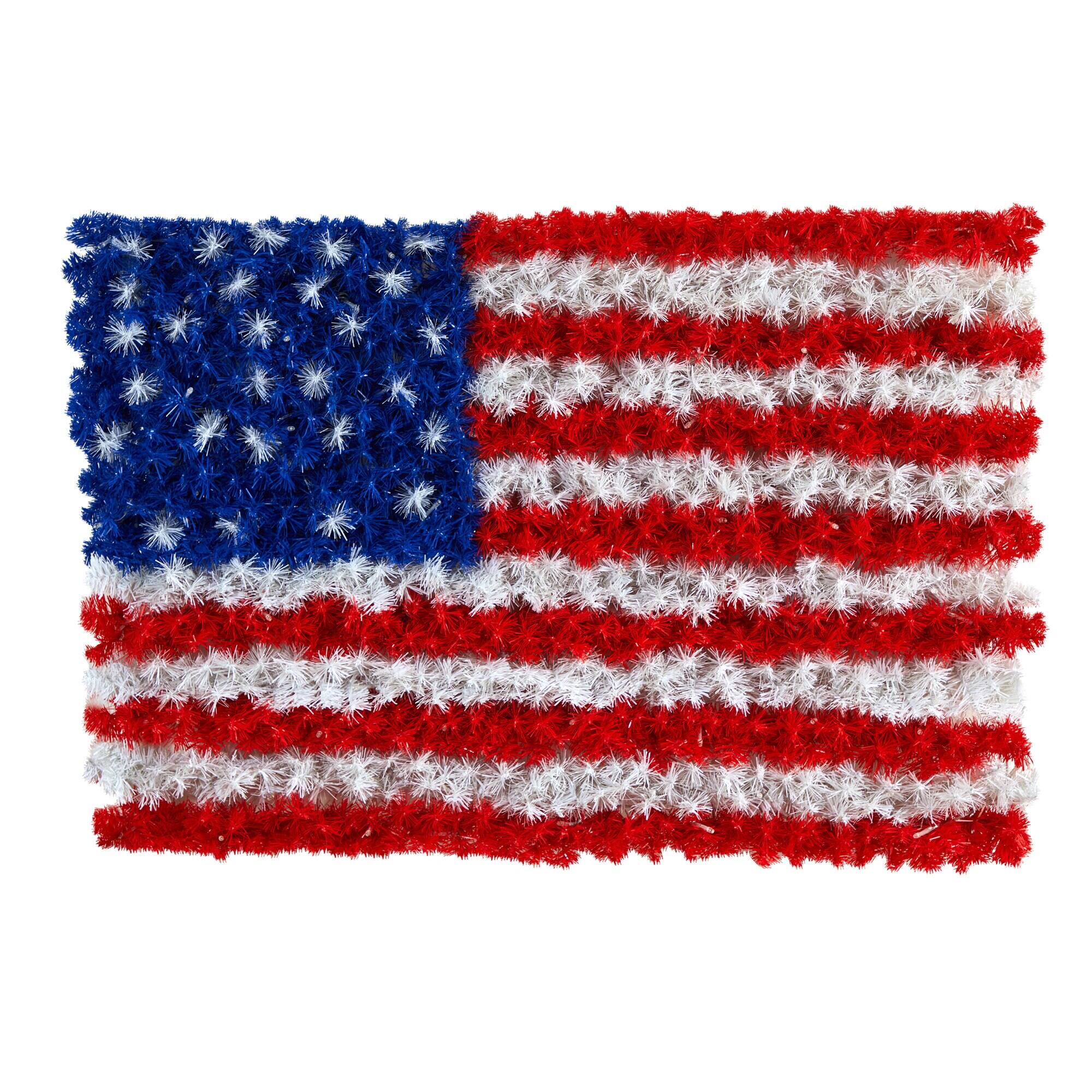 Back. BreeBe - 3’ x 2’ American Flag with 100 LED Lights - Multi.