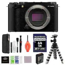Fujifilm - X-M5 Mirrorless Camera (Black) with Flexible Tripod, 64GB SD Card & More Additional Accessories