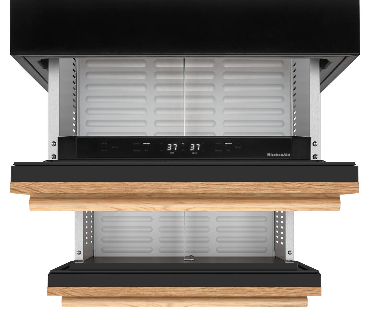 Left. KitchenAid - 4.2 Cu. Ft. Undercounter Double-Drawer Refrigerator/Freezer - Panel Ready.