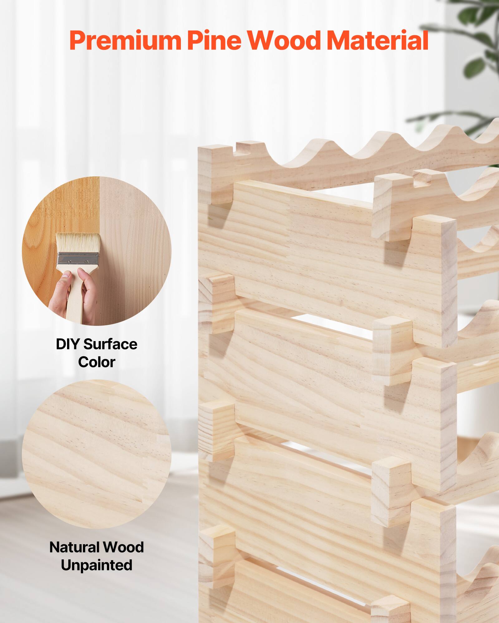 Premium Pine Wood Material

DIY Surface Color

Natural Wood Unpainted
