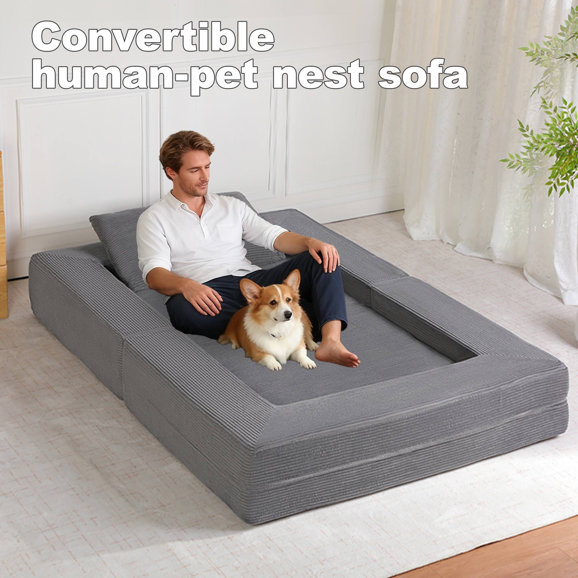 Convertible human-pet nest sofa