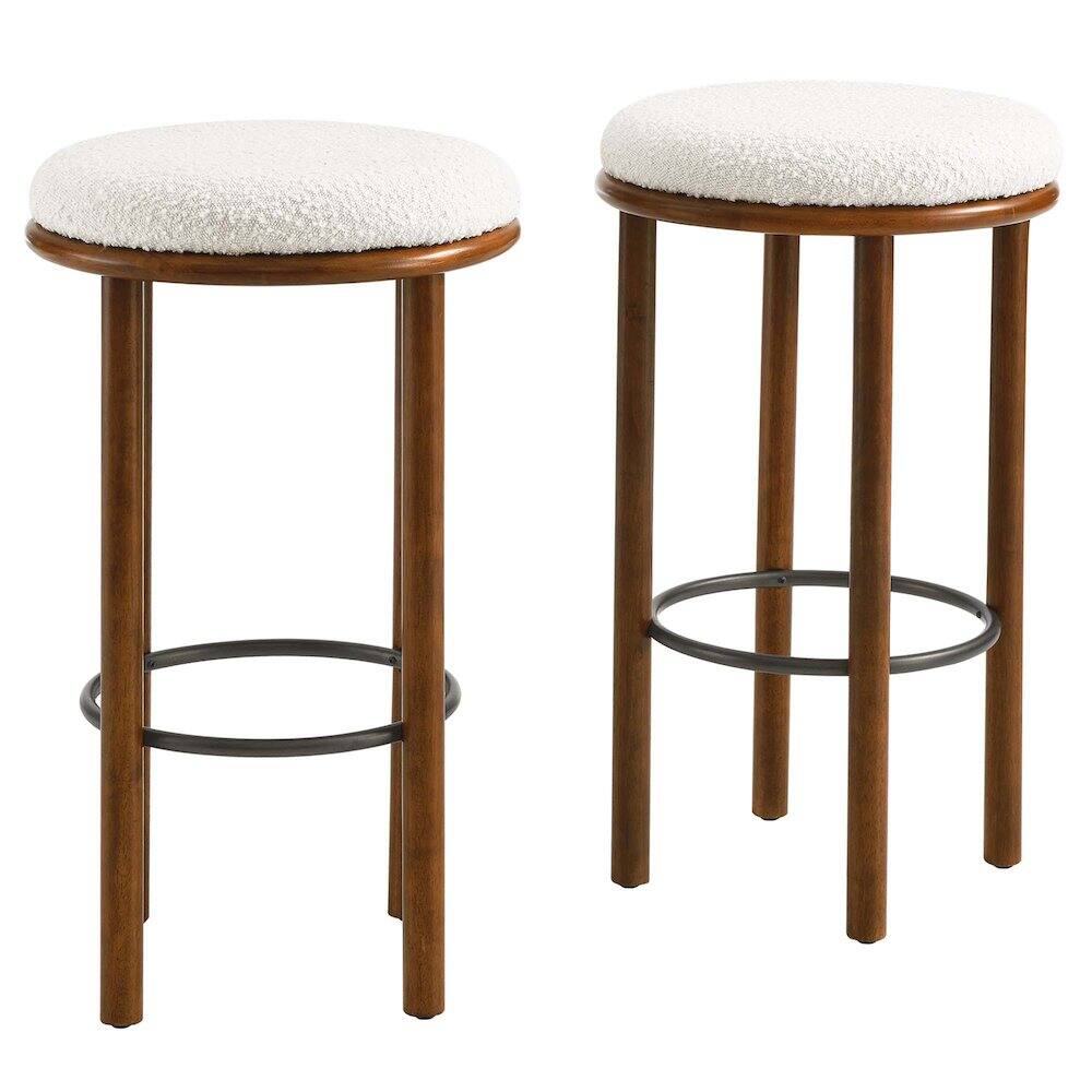 Front. Modway - Fable Boucle Fabric Bar Stools Set of 2 - Brown.
