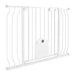 VEVOR - Baby Gate for Stairs, 29.5-43 in Adjustable Width, Baby Gate with Adjustable Cat Door, with Pressure Mount Kit - White