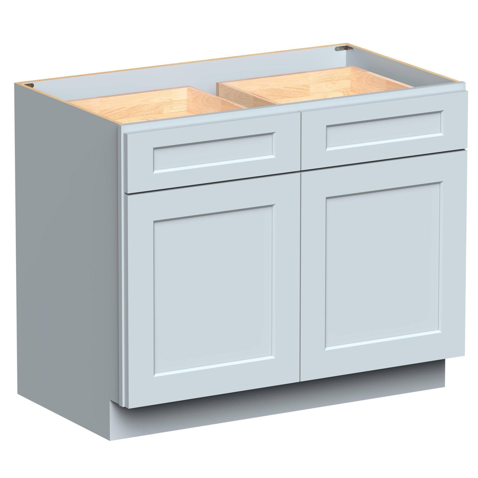 Alt View 1. Boyel Living - 42in.W Dove Gray BASE CABINET Fully assembled Cabinet with Two Rubberwood Drawers and Two MDF Door Recessed Panel Shaker - Gray.