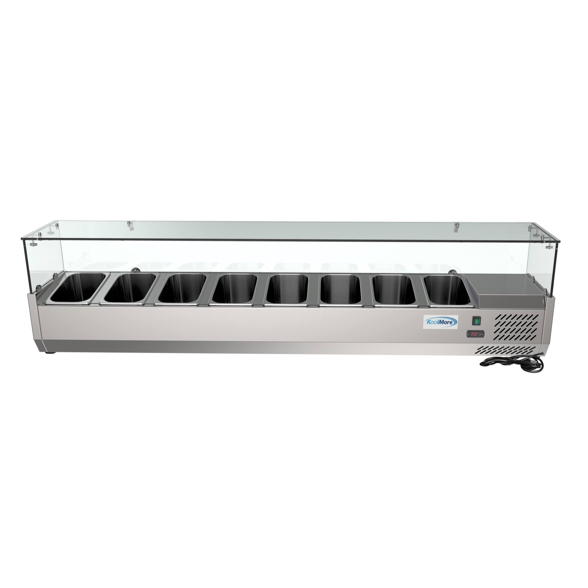 Alt View 2. Koolmore - 71 in. Eight Pan Refrigerated Countertop Condiment Prep Station - SCDC-8P-SG - Stainless-Steel.