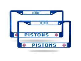 Rico Industries - Detroit Pistons NBA Blue Chrome Metal License Plate Frame - Set of 2 Frames - Multi