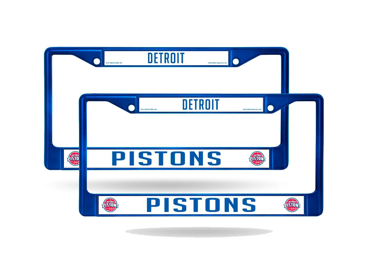 Detroit Pistons NBA Blue Chrome Metal License Plate Frame - Set of 2 Frames