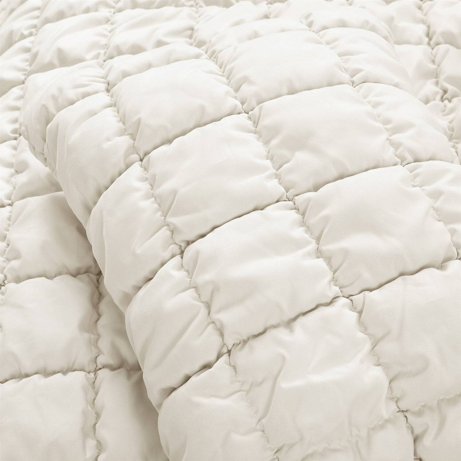Back. Hivvago - Full/Queen Soft Lightweight Puff Textured 3-Piece Comforter Set in Off White - Off White.