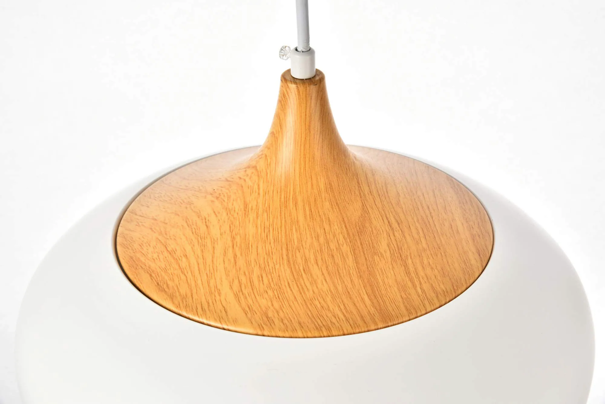 Alt View 5. Living District - Nora Collection Pendant D11.5in H9in Lt:1 frosted white and natural wood finish - White And Natural Wood.