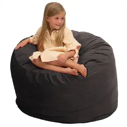 Front. Ultimate Sack - Ultimate Sack 3ft Bean Bag Chair, Oversized Indoor Comfy Lounger, Grey Suede - Grey.