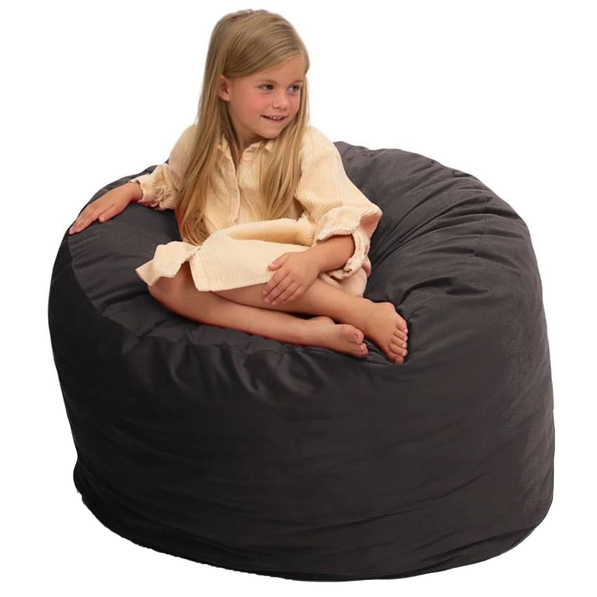 Front. Ultimate Sack - Ultimate Sack 3ft Bean Bag Chair, Oversized Indoor Comfy Lounger, Grey Suede - Grey.