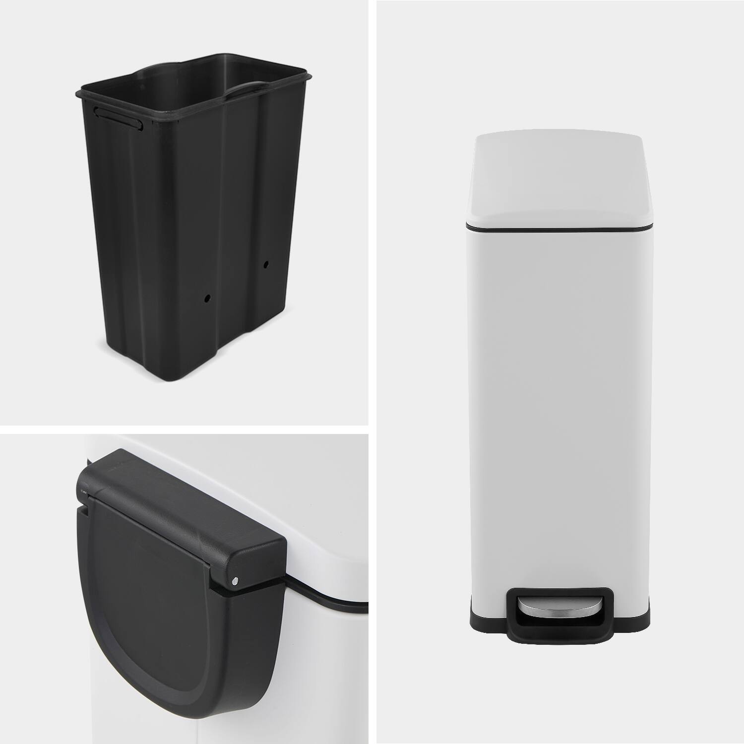 Alt View 5. Innovaze - 11.9 Gal./ 45 Liter  Slim Stainless-Steel-Made Matt White Step-on kitchen Trash Can - Matt White.